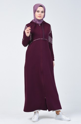 Abaya Sport à Fermeture 09051-01 Plum 09051-01