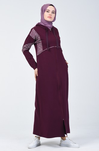 Abaya Sport à Fermeture 09051-01 Plum 09051-01