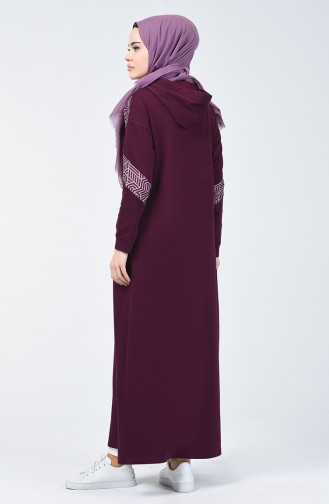 Abaya Sport à Fermeture 09051-01 Plum 09051-01