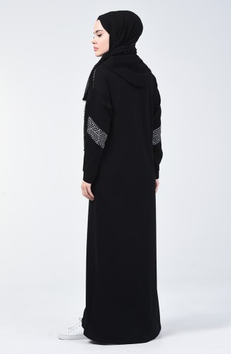 Abaya Sport à Fermeture 09051-03 Noir 09051-03