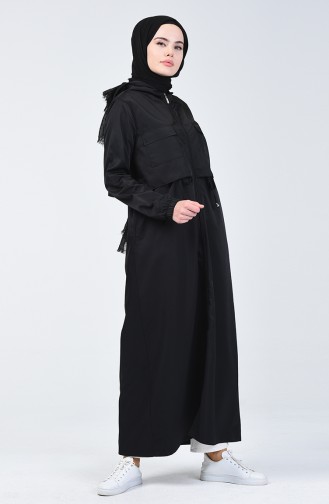 Abaya Sport à Poche 09055-02 Noir 09055-02