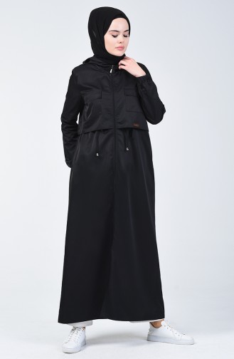 Abaya Sport à Poche 09055-02 Noir 09055-02