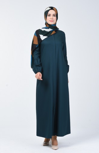 Abaya à Fermeture 2137-03  Vert émeraude 2137-03