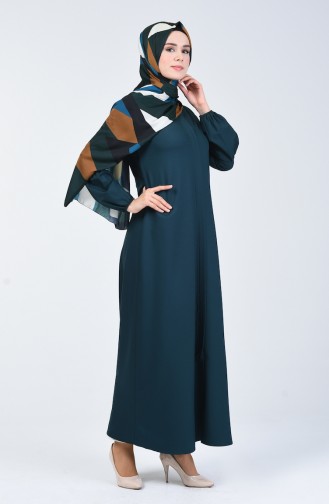 Abaya à Fermeture 2137-03  Vert émeraude 2137-03