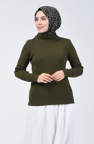 Pull Tricot Demi Col Roulé 4196-02 Khaki 4196-02