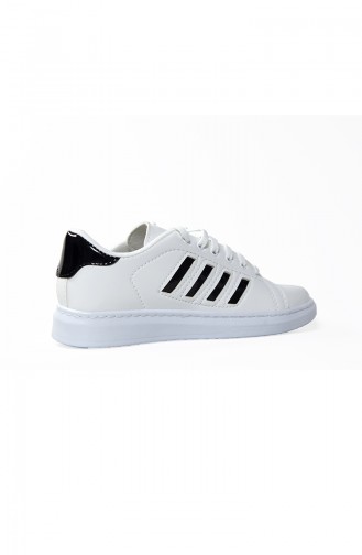 Bayan Spor Ayakkabı 30050-05 Beyaz Siyah Çizgili