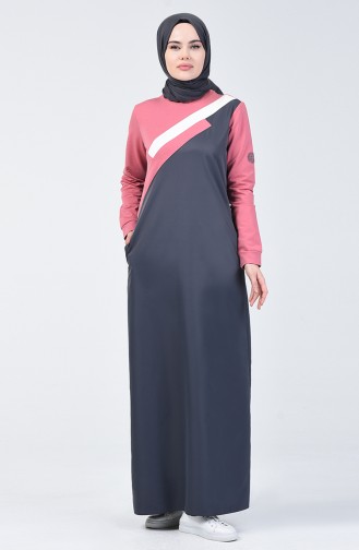 Grau Hijab Kleider 09052-02