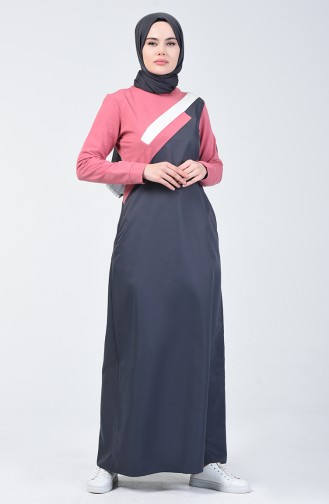 Grau Hijab Kleider 09052-02