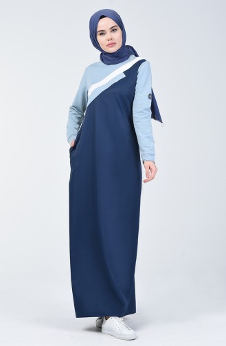 Dunkelblau Hijab Kleider 09052-03