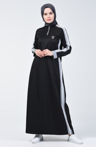 Schwarz Hijab Kleider 09058-01