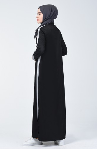 Schwarz Hijab Kleider 09058-01