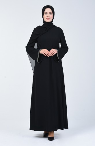 فستان قماش آيروبين مع طية A أسود 0068-02