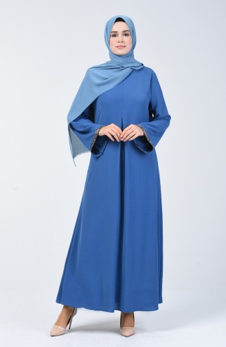 فستان قماش آيروبين مع طية A نيلي 0068-03