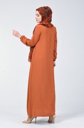فستان بأكمام مطاط قماش آيروبين أخضر تبغي 8090-04