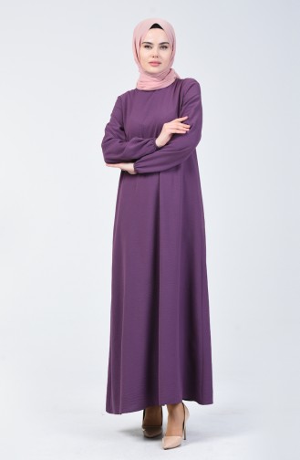 فستان بأكمام مطاط قماش آيروبين بنفسجي 8090-05
