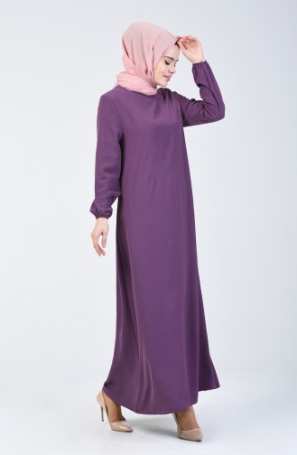 فستان بأكمام مطاط قماش آيروبين بنفسجي 8090-05