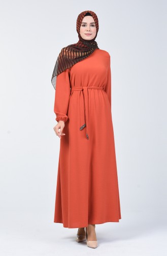 Ziegelrot Hijab Kleider 8091-02