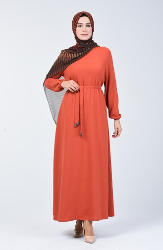Ziegelrot Hijab Kleider 8091-02
