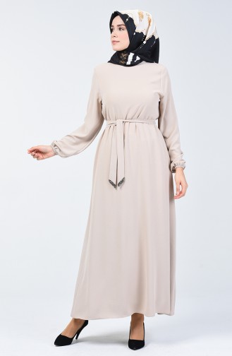 Beige Hijab Kleider 8091-03