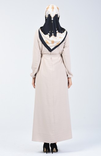 Beige Hijab Dress 8091-03