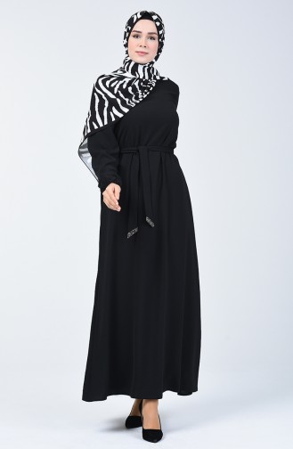 Schwarz Hijab Kleider 8091-04