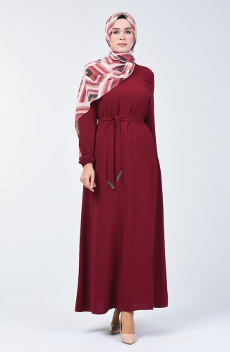 Claret Red Hijab Dress 8091-09