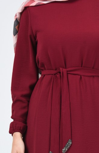 Claret Red Hijab Dress 8091-09