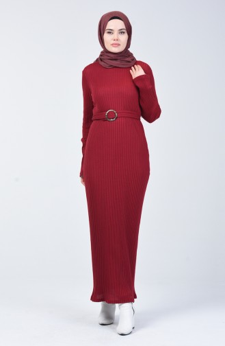 Claret Red Hijab Dress 3141-05