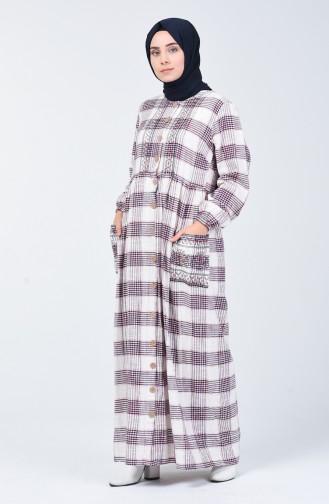 Weinrot Hijab Kleider 5030-02