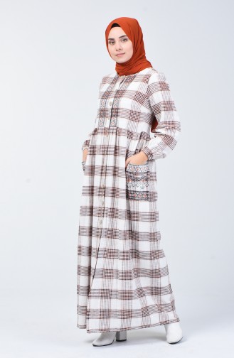 Brick Red Hijab Dress 5030-03