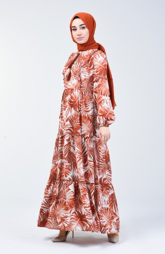 Brick Red Hijab Dress 6030-04
