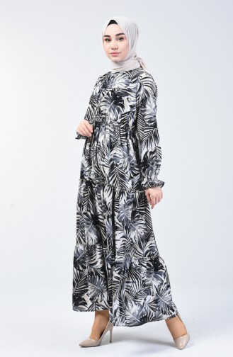 Palm Print Dress 6033-02 Black 6033-02
