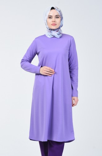 Düz Uzun Tunik 0558-13 Lila