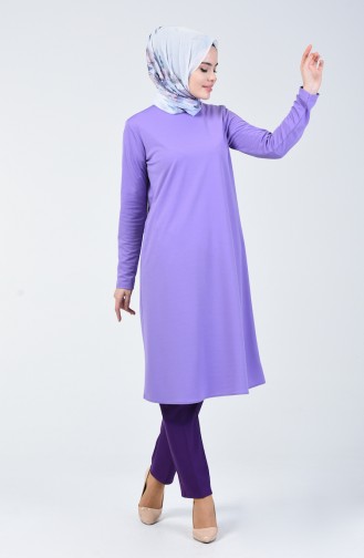 Düz Uzun Tunik 0558-13 Lila