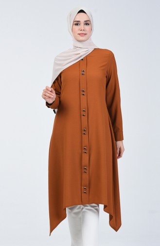 Düğme Detaylı Tunik 3169-05 Tütün 3169-05