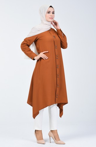 Düğme Detaylı Tunik 3169-05 Tütün 3169-05