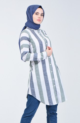 Çizgili Tunik 6440-03 Yeşil