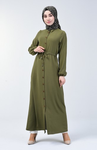 Light Khaki Green İslamitische Jurk 5388-03