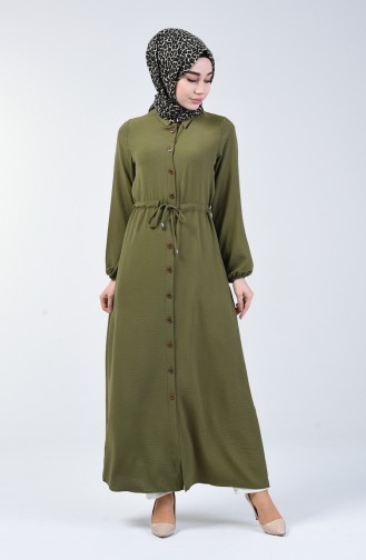 Light Khaki Green İslamitische Jurk 5388-03