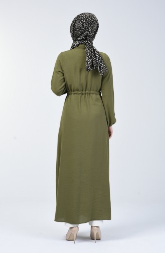 Light Khaki Green İslamitische Jurk 5388-03