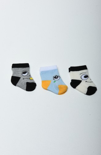 Erkek Bebek 3Lü Çorap Set F0281 Mavi