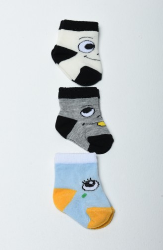 Erkek Bebek 3Lü Çorap Set F0281 Mavi