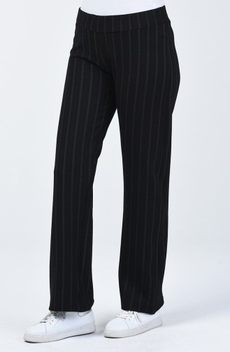 Striped wide Leg Pants 1511-01 Black 1511-01