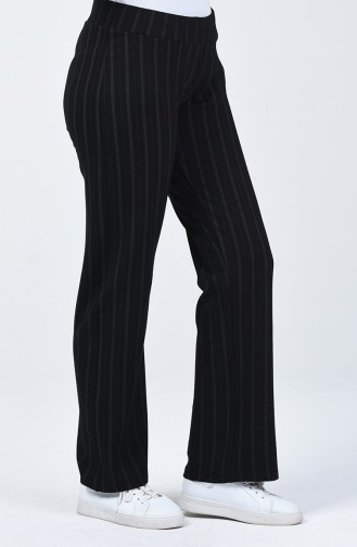 Striped wide Leg Pants 1511-01 Black 1511-01