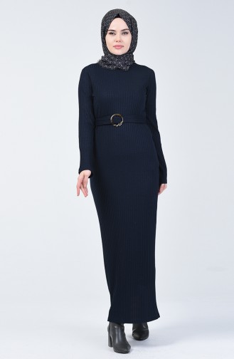 Navy Blue İslamitische Jurk 3141-02