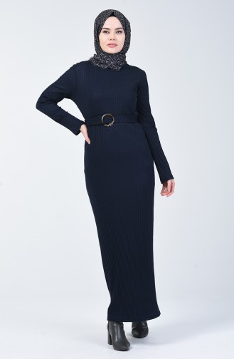 Navy Blue İslamitische Jurk 3141-02