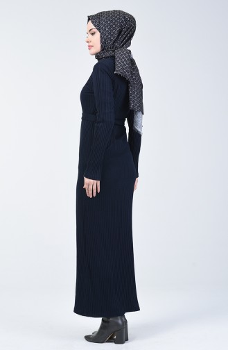 Navy Blue İslamitische Jurk 3141-02