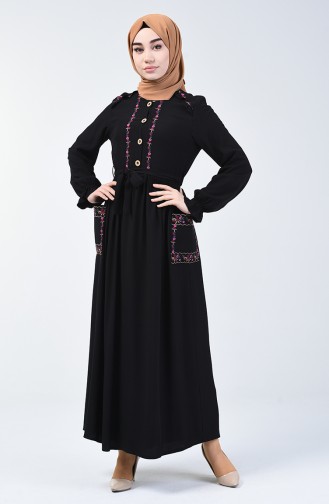Schwarz Hijab Kleider 3005-01