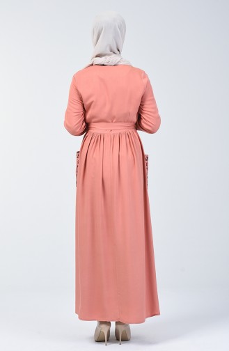 Beige-Rose Hijab Kleider 3005-03
