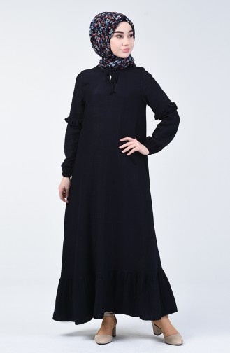 Navy Blue Hijab Dress 3015-04